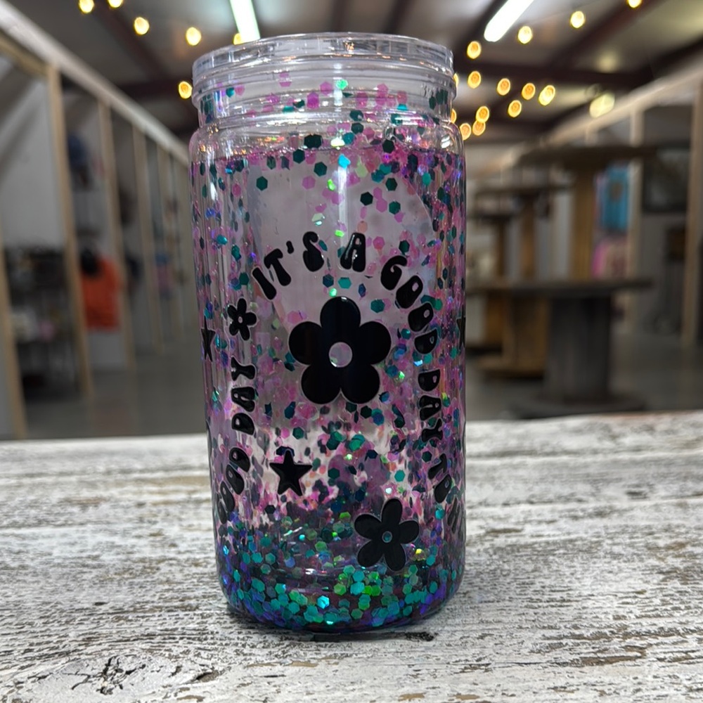 Glittery Floral Tumbler
